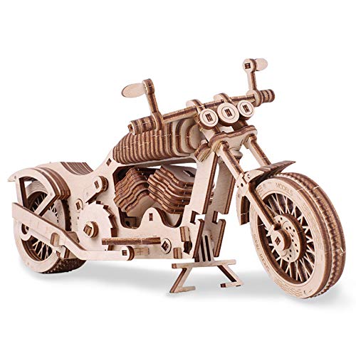 GuDoQi Rompecabezas de Madera 3D Cortado con Láser, Motocicleta Autopropulsada, Modelo Mecánico para Construir, Kit de Artesanía, Juguete de Montaje de Bricolaje para Adolescentes y Adultos