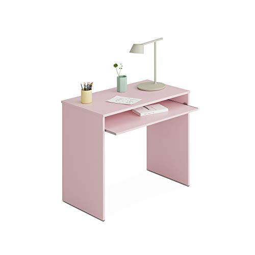 Habitdesign 002314M - Mesa de Ordenador con Bandeja Extraible, Medidas: 90 x 79 x 54 cm de Fondo (Rosa Nube) Habitdesign 002314M - Mesa de Ordenador con Bandeja Extraible, Medidas: 90 x 79 x 54 cm de Fondo (Rosa Nube)