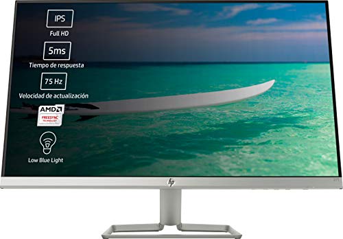 HP 27f - Monitor de 27" (FHD, 1920 x 1080 pixeles, Tiempo de Respuesta de 5 ms, 1 x HDMI, 1 x VGA, 16:9), Negro y Blanco