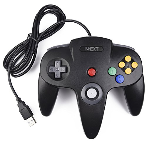iNNEXT - Mando retro para N64 N64 Classic USB Controlador Gamepad Joystick, Controlador de Juego para N64 System Raspberry Pi/Windows/Mac/Linux, color negro iNNEXT - Mando retro para N64 N64 Classic USB Controlador Gamepad Joystick, Controlador de Juego para N64 System Raspberry Pi/Windows/Mac/Linux, color negro