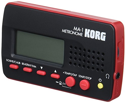 Korg MA-1BKRD - Metrónomo compacto (C4 - B4, 1 a 9 tiempos), color negro y rojo