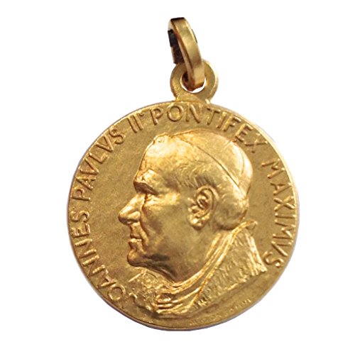 Medalla de Santo Papa Juan Pablo II (Papa Wojtyla) de Plata Maciza 925 - Chapado en Oro