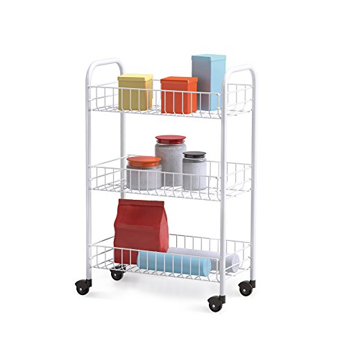 Metaltex Siena- Carro multiuso con ruedas, Blanco, 3 Cestos Metaltex Siena- Carro multiuso con ruedas, Blanco, 3 Cestos