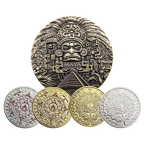 Moneda Conmemorativa Maya Americana Medalla De Bronce Azteca Monedas Mayas Moneda Conmemorativa Adecuado Para Colección, Juegos, Monedas De Metal, Confianza Espiritual, Protección De La Libertad.