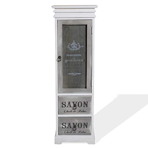 Rebecca Mobili Vitrina Almacenamiento Armario Madera 1 Puerta 2 Cajones Design Retro Blanco Gris Sala de Estar Salón - 103 x 32 x 29 cm (A x AN x FON) - Art. RE6092 Rebecca Mobili Vitrina Almacenamiento Armario Madera 1 Puerta 2 Cajones Design Retro Blanco Gris Sala de Estar Salón - 103 x 32 x 29 cm (A x AN x FON) - Art. RE6092