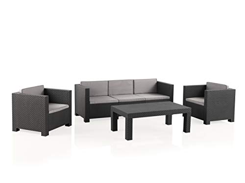 Shaf Diva Tropea Conjunto Muebles Sofá 3 Plazas + 2 Sillones, Antracita