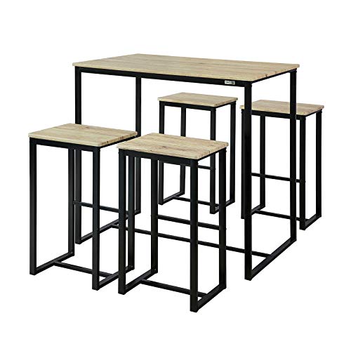 SoBuy OGT15-N Set Mesa Alta de Bar y 4 Taburetes Muebles Bar Comedor ES SoBuy OGT15-N Set Mesa Alta de Bar y 4 Taburetes Muebles Bar Comedor ES