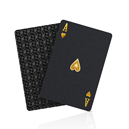 SolarMatrix Baraja Poker Plastico Negro - Resistente al Agua Novedad Cartas de Poker Profesional