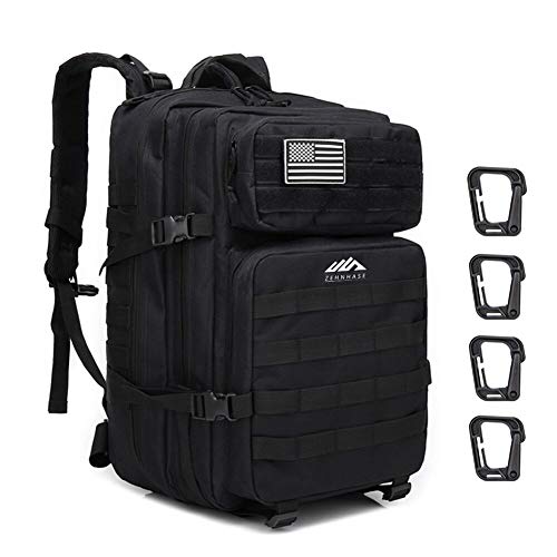 ZEHNHASE Mochila Táctica Impermeable 45L Gran Capacidad Nylon 600D Múltiples Bolsillos para Senderismo Acampada, Montañismo, Caza, Aire Libre Ciclismo y más (Negro) ZEHNHASE Mochila Táctica Impermeable 45L Gran Capacidad Nylon 600D Múltiples Bolsillos para Senderismo Acampada, Montañismo, Caza, Aire Libre Ciclismo y más (Negro)
