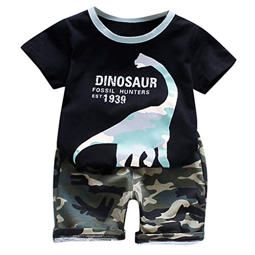 1-4 Años,SO-buts Bebé Niño Verano Tops Informales con Estampado De Letras De Dinosaurios Camisetas Pantalones Cortos Camuflaje Conjunto De Trajes Chándal Moda (Negro,12-18 Meses) 1-4 Años,SO-buts Bebé Niño Verano Tops Informales con Estampado De Letras De Dinosaurios Camisetas Pantalones Cortos Camuflaje Conjunto De Trajes Chándal Moda (Negro,12-18 Meses)