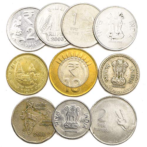 10 Monedas Antiguas DE LA India. Lote DE Monedas COLECCIONABLES DE Asia del Sur. India Rupia PAISA. Ideal para Banco DE Moneda, SOSTENEDORES DE Moneda Y Album DE Monedas