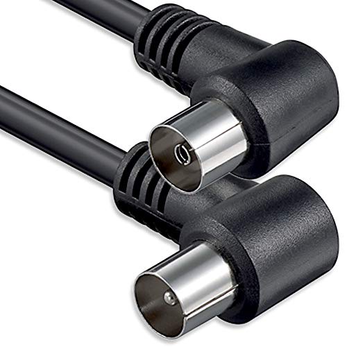 1aTTack - Cable coaxial para Antena (Conector coaxial F a Conector coaxial F, Doble apantallamiento, 75db 85db 100db 110 db 120 db 125 db) Koax Schwarz St-KU (2xWinkel) 75db 1,5 Meter