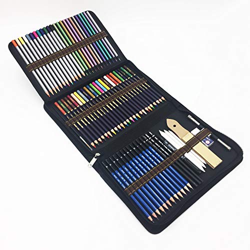 72 Piezas Set Lápices de colores profesional Con Lapices De Dibujo,Lapices Acuarelables,colores lapices acuarelables,carbón,Lápices Pastel,Herramientas de dibujo y Caja de lápiz