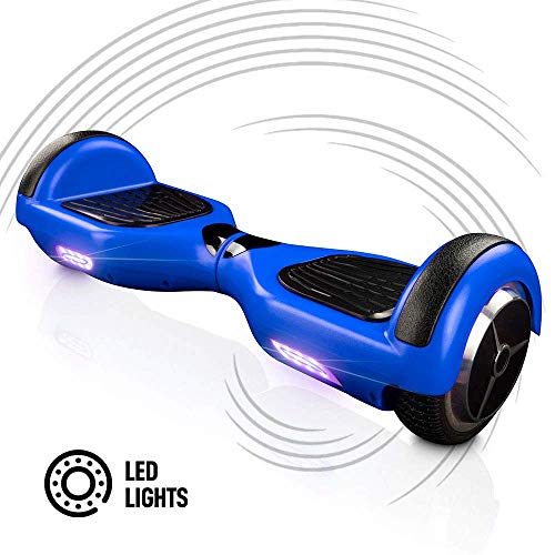 ACBK - Patinete Eléctrico Hover Autoequilibrio Basic con Ruedas de 6.5" + Luces LED integradas, Velocidad máxima: 10-12 km/h - Autonomía 10-20 km - Carga soportada: 20-100kg (Azul)