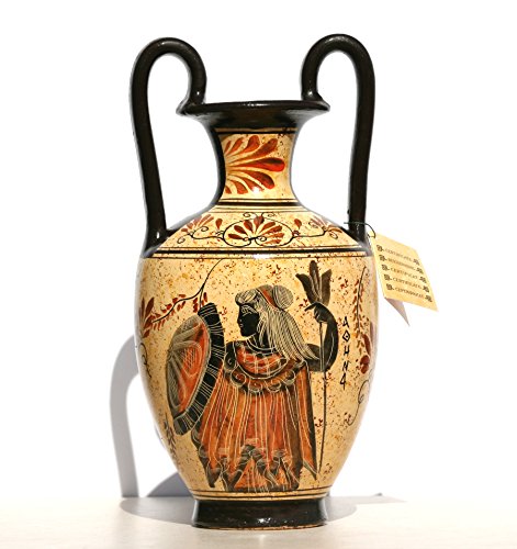 Ánfora de Cerámica griega tarro jarrón maceta pintura diosa Athena dios Zeus