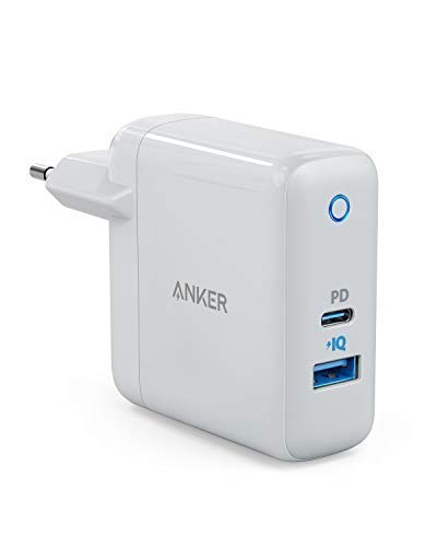 Anker - Cargador de Pared USB C PowerPort Speed+ Duo con 30 W Power Delivery Port para iPhone XS/MAX/XR/X /8, iPad Pro 2018/Air 2/Mini, MacBook Pro/Air 2018, Galaxy S9 / S8, LG, Nexus, HTC, etc.