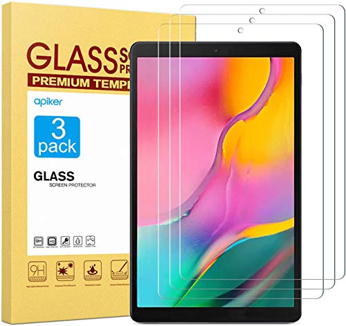 apiker [3 Packs Protector Pantalla Compatible con Samsung Galaxy Tab A 10.1 2019 (T510/T515), Cristal Vidrio Templado Premium [9H Dureza] [Alta Definición]