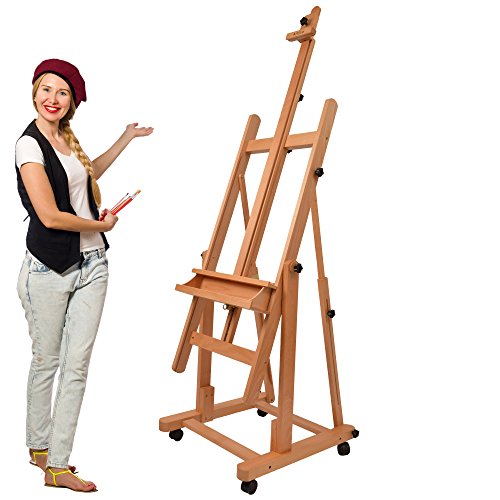 Artina Verona - Caballete de pintura profesional de estudio - Con ruedas - Madera de haya maciza Artina Verona - Caballete de pintura profesional de estudio - Con ruedas - Madera de haya maciza