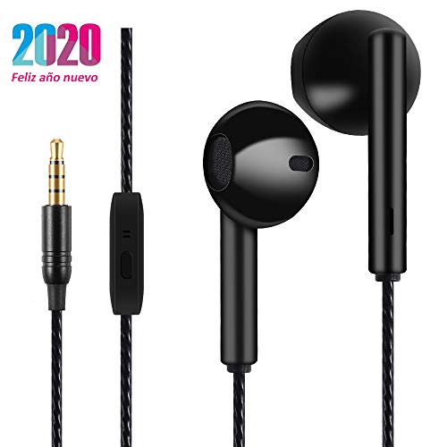 Auriculares, Auriculares con micrófono, Resistentes al Sudor, Aislamiento de Ruido, Sonido, Graves potentes, para Samsung/Xiaomi/Sony/Huawei, etc. (Negro)