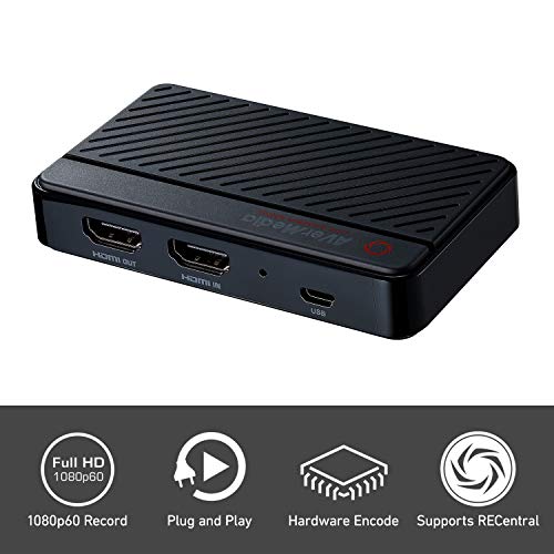 AVerMedia GC311 Live Gamer MINI, HDMI 1080p60 Pass-thru, tarjeta de captura de juegos USB 2.0, Plug & Play, para principiantes, Nintendo Switch, PS4, Xbox, iPhone, iPad