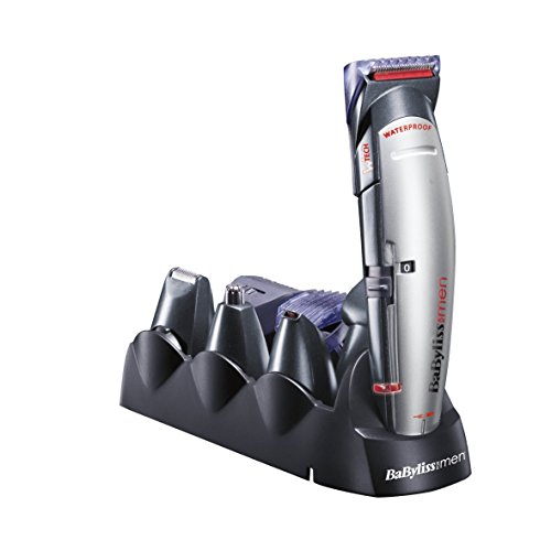 BaByliss X10 - Cortapelos para cara, cabello y cuerpo, con cuchillas profesionales W-tech y 10 accesorios, negro y gris