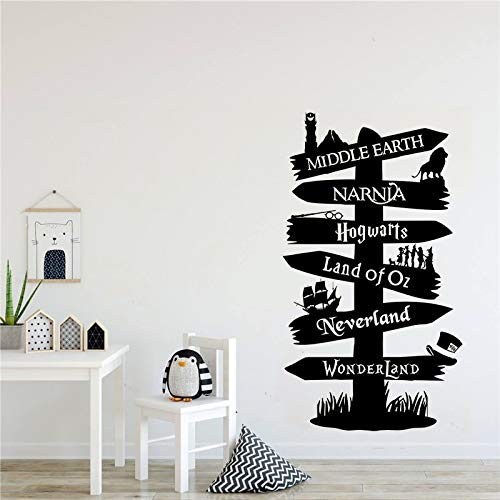 BailongXiao Lion Signpost Wall Decal Vinyl Sticker Fairy Tale Sign Lord of The Rings Narnia Legend Nursery Children's Room Door Mural 85x48cm