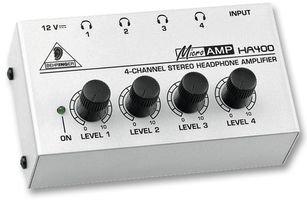 Behringer HA400 - Amplificador de auriculares estéreo (Jack, 4 salidas), color negro
