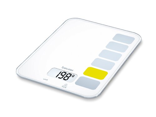 Beurer KS 19 - Balanza de cocina, 5 kg/1 gr, botón táctil, color blanco