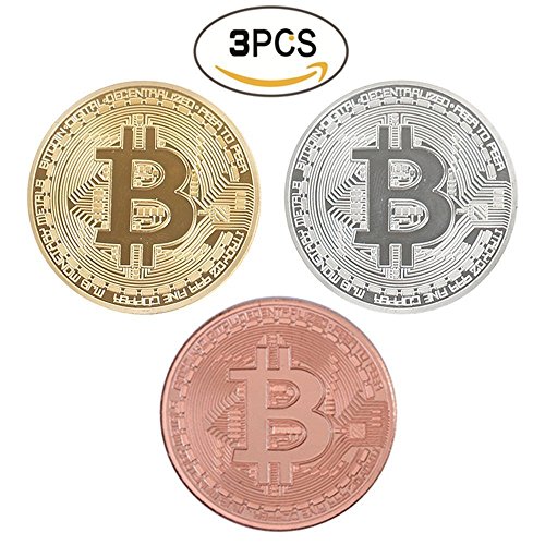 Bitcoin desafío moneda Classic Set de coleccionista | la edición limitada original dorado y bañado en plata y hecho de cobre rojo puro conmemorativa fichas w/una pantalla de plástico caso (Set de 3)