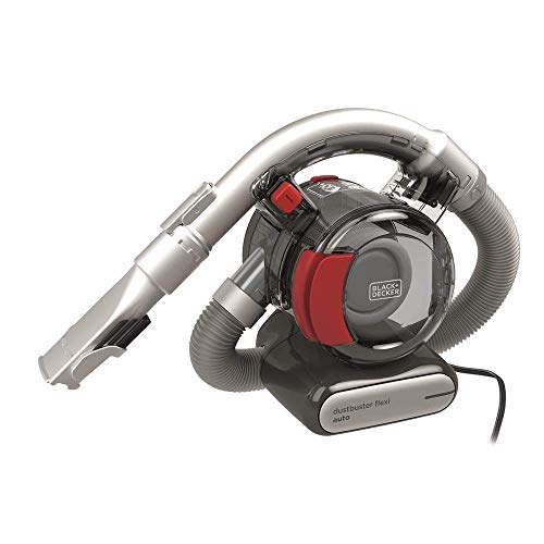 Black+Decker PD1200AV Aspirador de Mano para Coche, Ciclónico, Tubo Flexible, Adaptador para Mechero, 12 V, Rojo y Gris