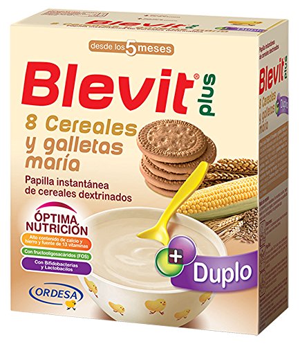 Blevit Plus Duplo 8 Cereales y Galletas María - Paquete de 2 x 300 gr - Total: 600 gr