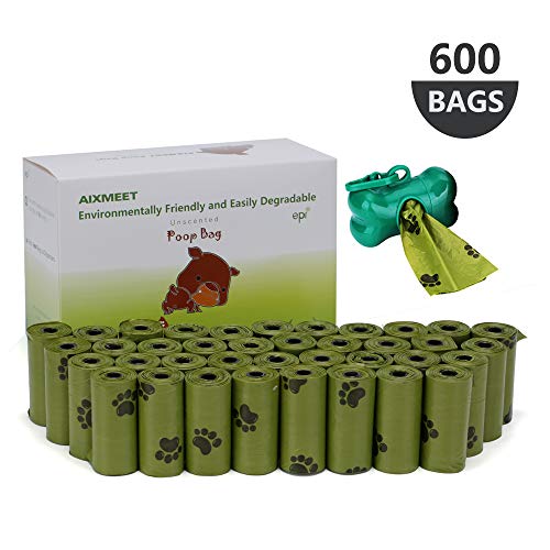 Bolsas caca perro, 600 Bolsas de Compost para Perros con 1dispensador(32X22cm)
