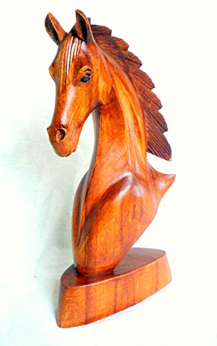 Caballo Busto Cabeza de caballo caballo escultura de madera figura madera tallada a mano 20 x 18 x 10 cm
