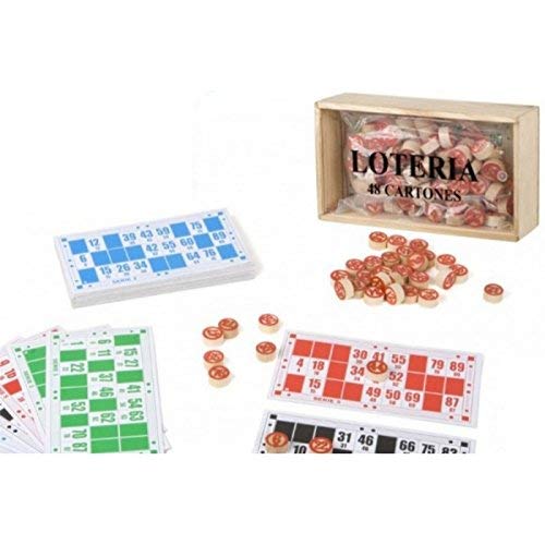 Caja con Lotería de Madera y 48 Cartones y 90 fichas de 2 Caras. Caja con Lotería de Madera y 48 Cartones y 90 fichas de 2 Caras.