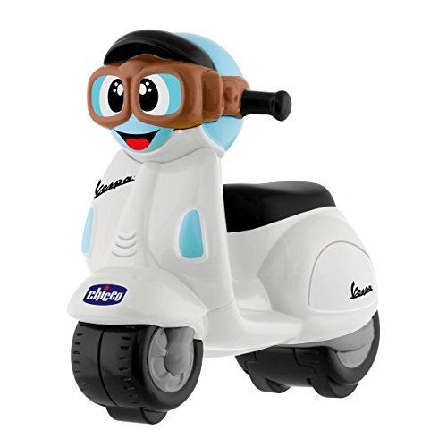 Chicco - Mini moto Vespa Turbo Touch, con carga por retroceso, color blanco