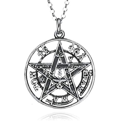 Colgantes Tetragramaton Plata De Ley 925, Amuletos De La Suerte Y De La Protección. Pentagrama Colgante Hombre Y Mujer. Colgante De Plata En Tres Dimensiones 15 - 25 Y 30 mm De Diametro. (15 mm)