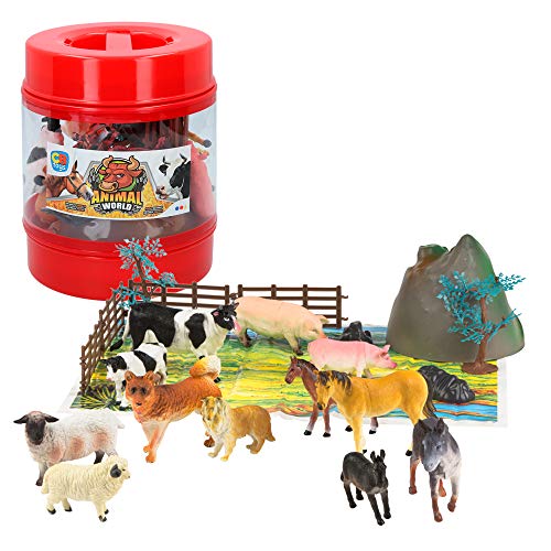 ColorBaby -  Bote con animales de granja de Animal World, 22 piezas(43434) , color/modelo surtido