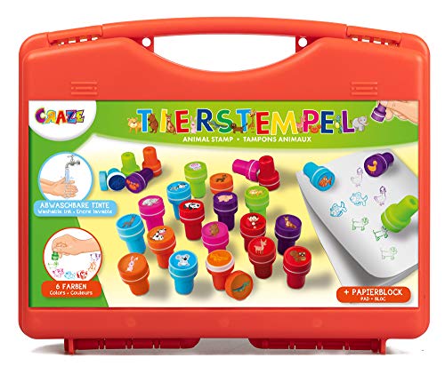CRAZE- Estuche de estampillas Stamp Case 26 Sellos para niños con Estampado de Animales, Incluye un Bloque de Papel en una Caja-Tinta Lavable 17784, Multicolor , color/modelo surtido CRAZE- Estuche de estampillas Stamp Case 26 Sellos para niños con Estampado de Animales, Incluye un Bloque de Papel en una Caja-Tinta Lavable 17784, Multicolor , color/modelo surtido