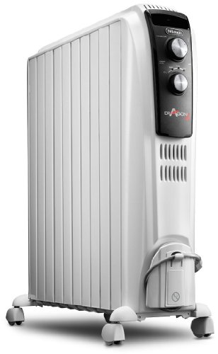 De'longhi Dragon TRD04 1025 - Radiador de aceite, 2500 w, función anti heladas, 3 ajustes potencia, asa y ruedas, almacenamiento cable, blanco De'longhi Dragon TRD04 1025 - Radiador de aceite, 2500 w, función anti heladas, 3 ajustes potencia, asa y ruedas, almacenamiento cable, blanco