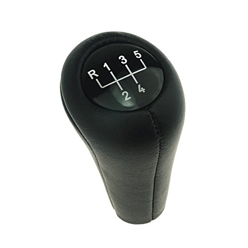 DoLED Pomo para palanca de cambios de piel en negro con 5 velocidades como pieza de repuesto Plug and Play DoLED Pomo para palanca de cambios de piel en negro con 5 velocidades como pieza de repuesto Plug and Play