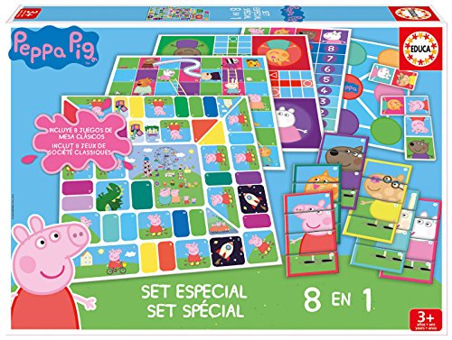 Educa - Set Especial 8 En 1 Peppa Pig: Juego de la oca, Parchís, Caracoles, Carrera de caballos, Tres en raya, Escaleras y toboganes, Dominó y Juego de personajes, a partir de 3 años (16791) Educa - Set Especial 8 En 1 Peppa Pig: Juego de la oca, Parchís, Caracoles, Carrera de caballos, Tres en raya, Escaleras y toboganes, Dominó y Juego de personajes, a partir de 3 años (16791)