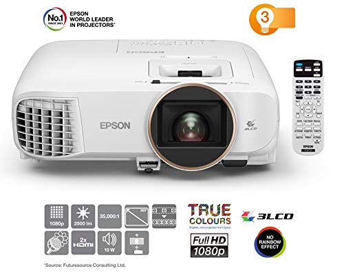 Epson EH-TW5650 | Proyector Home Cinema 3D Full HD 1080p | 2500 lúmenes | Alto Contraste 60.000:1 | Lámpara Larga Duración 7500 horas | Pantalla Hasta 300” | Tecnología 3LCD