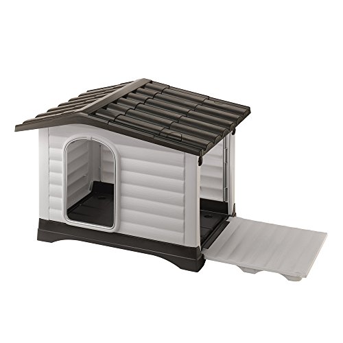 Ferplast Caseta para perros de exterior DOGVILLA 90, Pared lateral abatible, Sistema de drenaje de líquidos, Rejilla de ventilación, Puerta con perfil de aluminio, 88 x 72 x h 65 cm Ferplast Caseta para perros de exterior DOGVILLA 90, Pared lateral abatible, Sistema de drenaje de líquidos, Rejilla de ventilación, Puerta con perfil de aluminio, 88 x 72 x h 65 cm