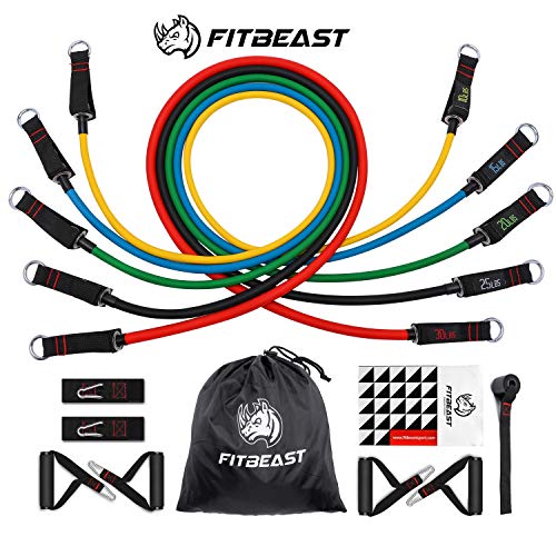 FitBeast Conjunto de Bandas de Resistencia, 100 LB Bandas de Entrenamiento de Estiramiento físico con 5 Tubos de Entrenamiento, 4 manijas de Espuma, Gimnasio en casa, Gimnasio, Fisioterapia FitBeast Conjunto de Bandas de Resistencia, 100 LB Bandas de Entrenamiento de Estiramiento físico con 5 Tubos de Entrenamiento, 4 manijas de Espuma, Gimnasio en casa, Gimnasio, Fisioterapia