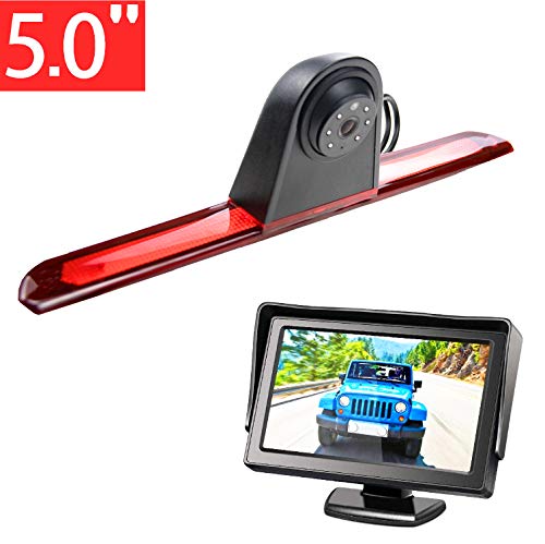 HD 720p Cámara de estacionamiento Trasera con Kit de Monitor LCD de 5.0", Tercera cámara de Repuesto de luz de Freno para Transporter Ford Transit V363 Jumbo F150/F250/F350 Transit MK 8 2014-2019