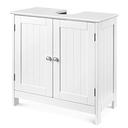 Homfa 2 Estantes Mueble para Debajo del Lavabo Armario para Cuarto de Baño Blanco, Madera contrachapada, 60x60x30CM