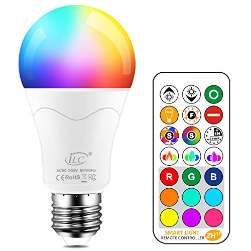 iLC Bombillas Colores RGBW 85W Equivalente LED Bombilla Regulable Cambio de Color Edison 12W E27 - RGB Control remoto Incluido iLC Bombillas Colores RGBW 85W Equivalente LED Bombilla Regulable Cambio de Color Edison 12W E27 - RGB Control remoto Incluido