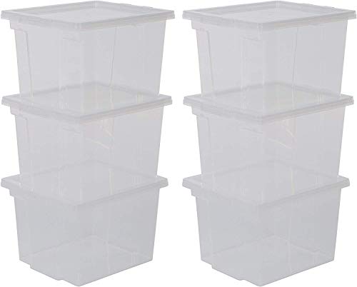 Iris Ohyama, lote de 6 cajas de almacenamiento con tapa - Useful Storage Box - USB-S, transparente, 13 L, 29 x 24 x 18,5 cm