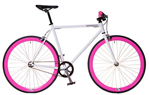 Kamikaze Bicicleta Fixie Blanca Rosa (M)