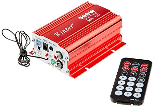 Kinter MA-700 - Amplificador híbrido (500 W, Doble Canal, USB), Color Rojo